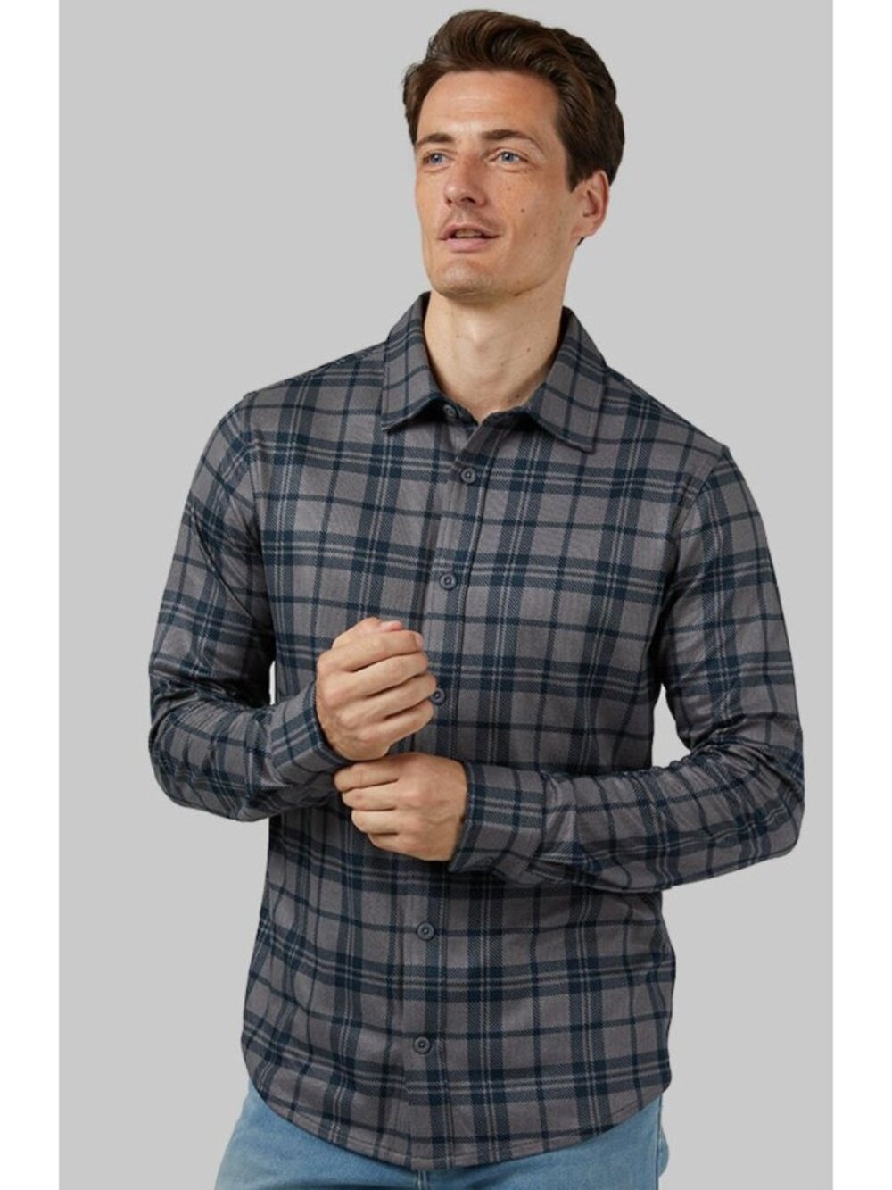 32 DEGREES Men's Long-Sleeve Plaid Button-Down Shirt Regular Fit Soft Stretch Fa